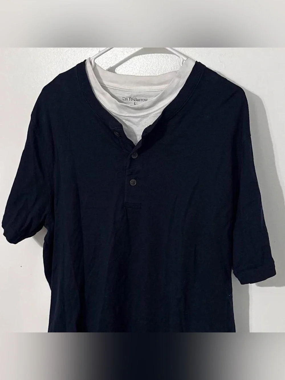 Croft & Barrow Large Navy Layered Look Henley T-Shirt